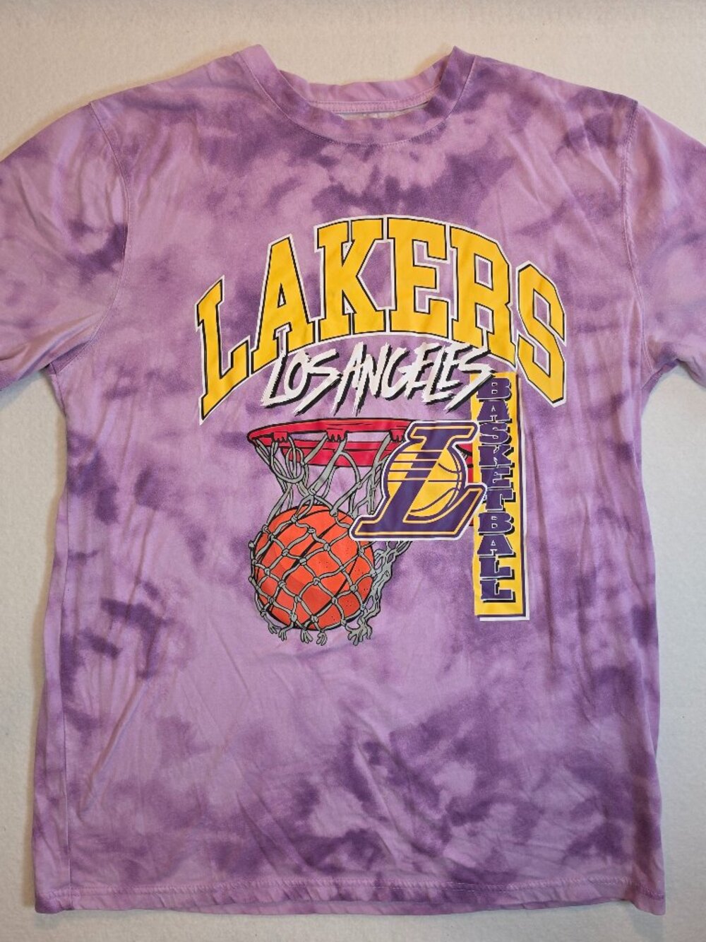 NBA Los Angeles Lakers Tie Dye Purple Graphic T-Shirt Large